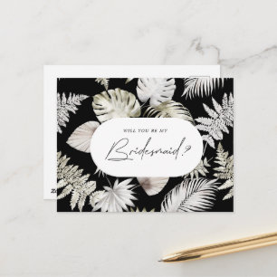 Luxurious Tropical Foliage Bridesmaid Invitation Postcard