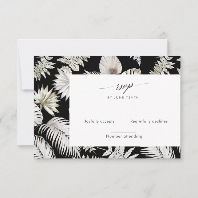 luxurious tropical modern Vertical RSVP Card (Front)