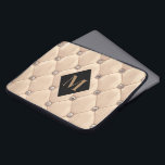 Luxurious Tufted Gold Monogram Laptop Sleeve<br><div class="desc">Our "Luxurious Tufted" collection features beautiful rose gold and gold tufted backgrounds with rhinestones. In the middle is a diamond shape placeholder for monograms and business info in different colors. Check out our store for more items from this collection.</div>