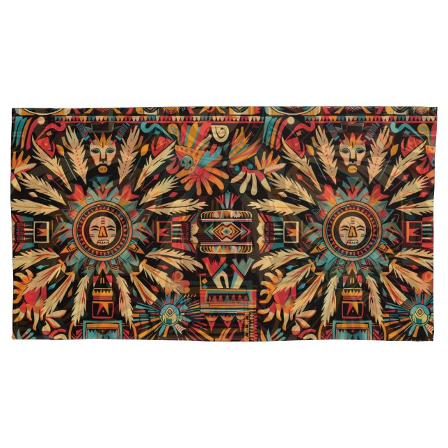 Luxurious Turquoise "Aztec Dream" King Pillowcases (Front-Left)