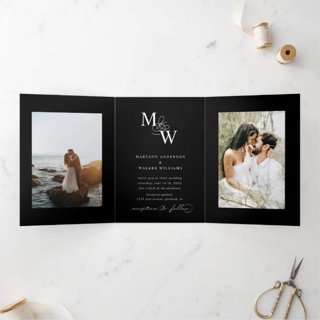 Luxurious Typography Budget Photo Tri-Fold Invitation (Inside)