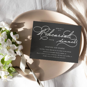 Luxurious Typography Budget Rehearsal Dinner Invitation