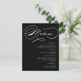 Luxurious Typography Wedding Menu Card
