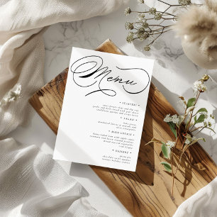 Luxurious Typography Wedding Menu Card