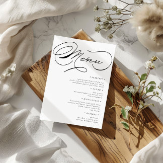 Luxurious Typography Wedding Menu Card