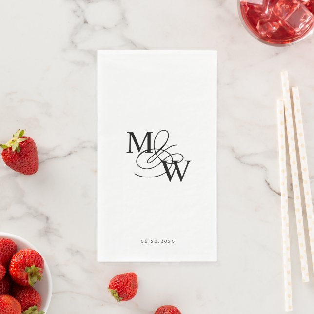 Luxurious Typography Wedding Monogram Napkin (Insitu)