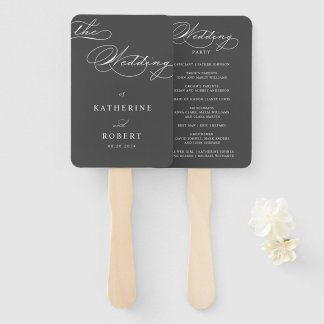 Luxurious Typography Wedding Program Hand Fan