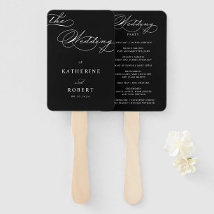 Luxurious Typography Wedding Program Hand Fan