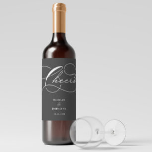 Luxurious Typography Wedding Wine Label