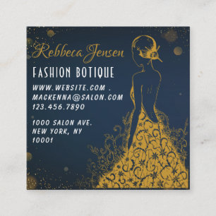 Luxurious unique blue & golden Fashion Designer Square Business Card
