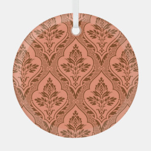 Luxurious Vintage Damask Seamless Texture Glass Ornament