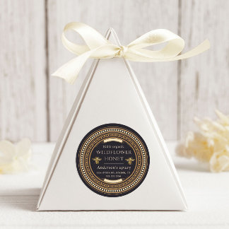 Luxurious Vintage Golden Queen Bee Honey Jar Label