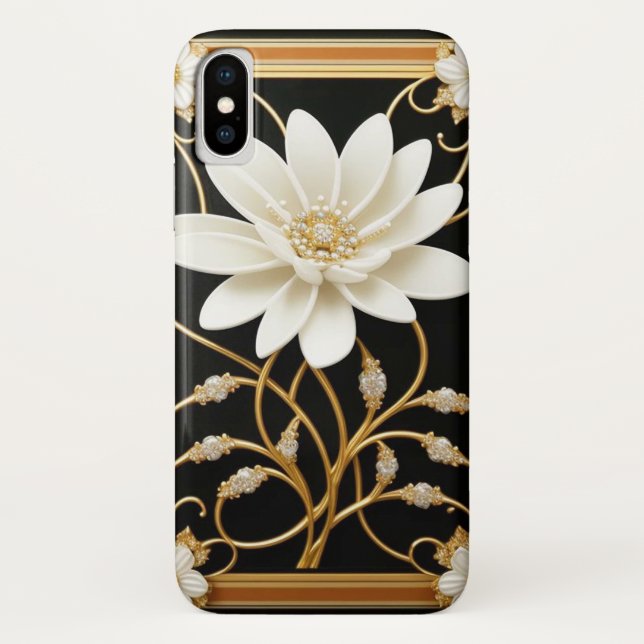 Luxurious White Flower Case-Mate iPhone Case (Back)