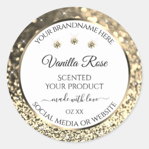 Luxurious White Gold Glitter Modern Product Labels