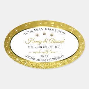 Luxurious White Gold Glitter Product Labels Jewels