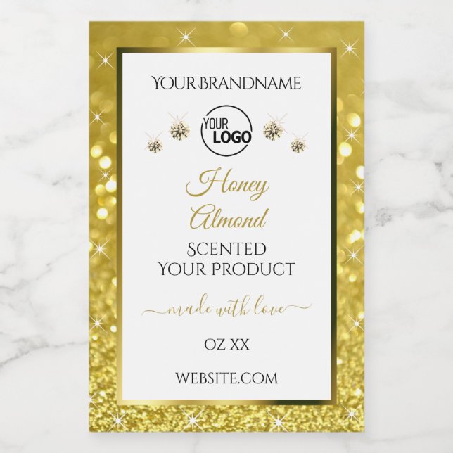 Luxurious White Gold Glitter Product Labels Logo (Single Label)