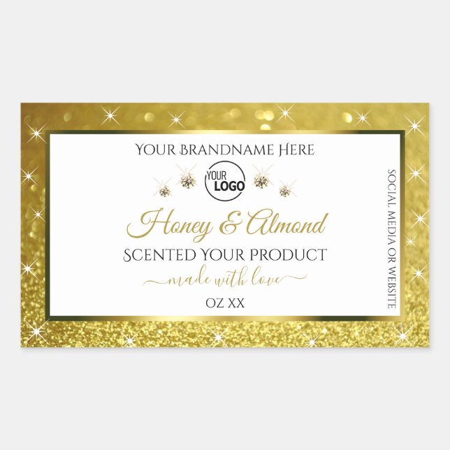 Luxurious White Gold Glitter Product Labels Logo (Front)