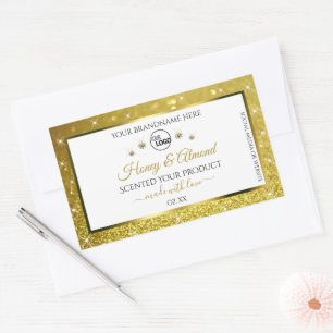 Luxurious White Gold Glitter Product Labels Logo