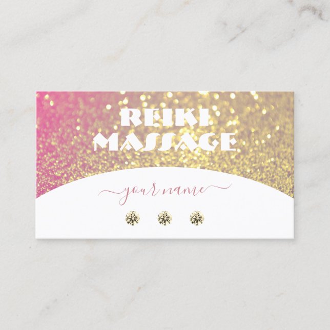 Luxurious White Pink Gold Sparkle Glitter Diamonds Business Card (Front)