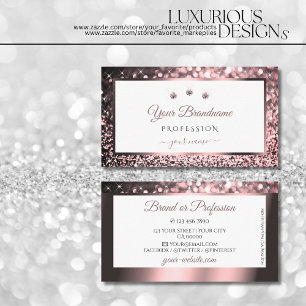 Luxurious White Rose Gold Sparkle Glitter Jewels Business Card