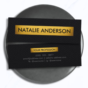 Luxurius All-Black Leather & Gold Foil Mini Business Card