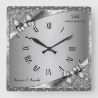 Luxury 25th Anniversary Metallic Silver & Diamond