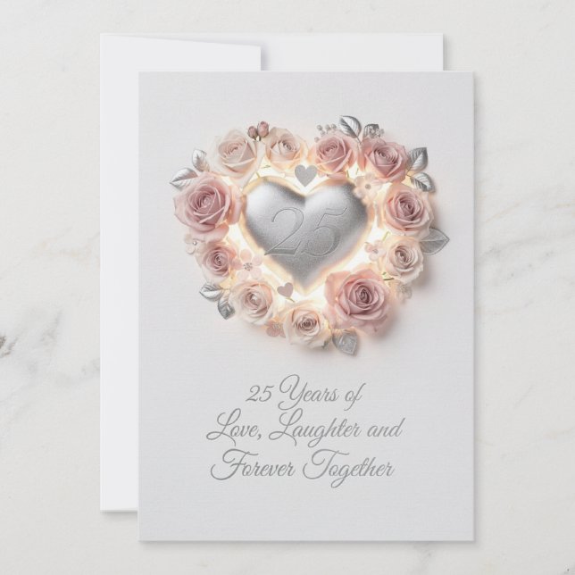 Luxury 25th Wedding Anniversary Card – Romantic  (Front)