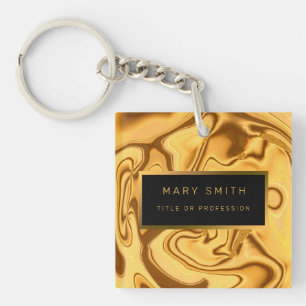 Luxury 2 in 1 Elegant Gold Marble Business Card & Keychain