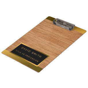 Luxury 2in1 Gold Wood Modern Business Card & Clipboard