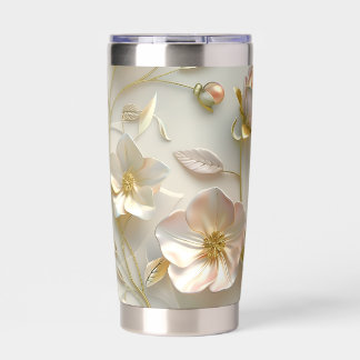 Luxury 3D Embossed Floral Gold Foil Elegant  Insulated Tumbler