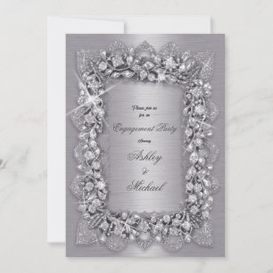 luxury 3d fashionable silver engagement party chic invitation