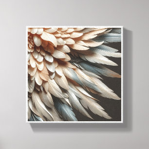 Luxury 3D Feather Wing Abstract - Elegant Soft Cre Canvas Print