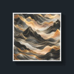 Luxury 3D Fluid Mountain Landscape - Abstract Gold Canvas Print<br><div class="desc">A sophisticated abstract masterpiece featuring flowing, topographical mountain ridges. The design showcases intricate line art with shimmering golden accents intertwined with deep slate grey and soft sand tones, creating a sense of majestic height and fluid movement. This elegant artwork is perfect for high-end interior spaces, modern executive offices, or a...</div>