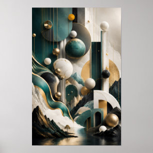 Luxury 3D Geometric Landscape Wall Art