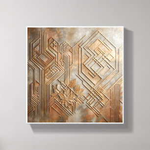 Luxury 3D Geometric Relief Art - Modern Gold Art D Canvas Print