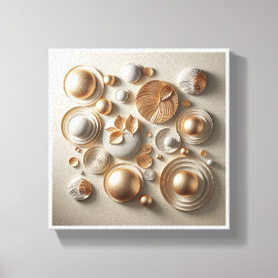 Luxury 3D Geometric Wall Art - Abstract Gold and W