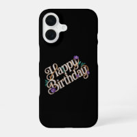 Luxury 3D Gold Marble Happy Birthday Galaxy Nebula