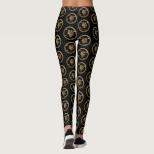 Luxury 3D Golden Biophilic Woman Emblem Leggings