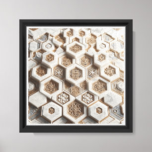 Luxury 3D Hexagonal Mosaic - Elegant White Marble  Canvas Print