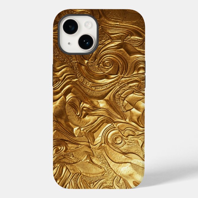Luxury 3D Metallic Liquid Gold Texture iPhone Case (Back)