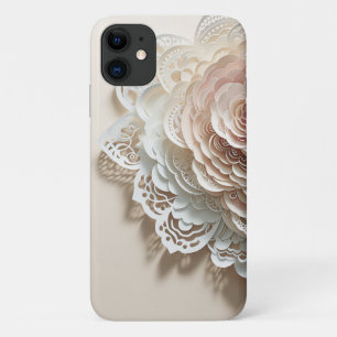 Luxury 3D Paper-Cut Floral Art - Elegant Pink & Wh iPhone 11 Case