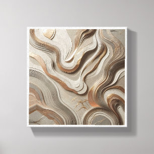 Luxury 3D Sculpted Marble Waves - Elegant Gold and Canvas Print