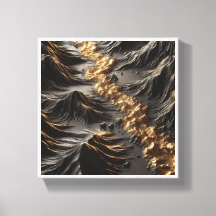 Luxury 3D Topography Abstract - Golden Gold River  Canvas Print