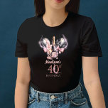 Luxury 40th Birthday Black Pink Champagne T-Shirt<br><div class="desc">Luxury Rose Wine Adult Birthday design. Matching products can be found in Luxury Wine Adult Birthday collection.</div>
