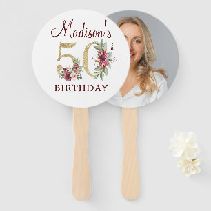Luxury 50th Birthday Photo Hand Fan