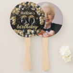 Luxury 60th Birthday Black Gold Photo Hand Fan<br><div class="desc">Luxury Birthday Black Gold Balloon Glitter design. Matching products can be found in Luxury Black Gold Balloon Adult Birthday collection.</div>