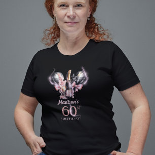 Luxury 60th Birthday Black Pink Champagne T-Shirt