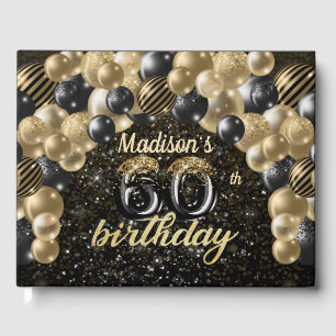 Luxury 60th Birthday Personalized Black Gold Guest Book
