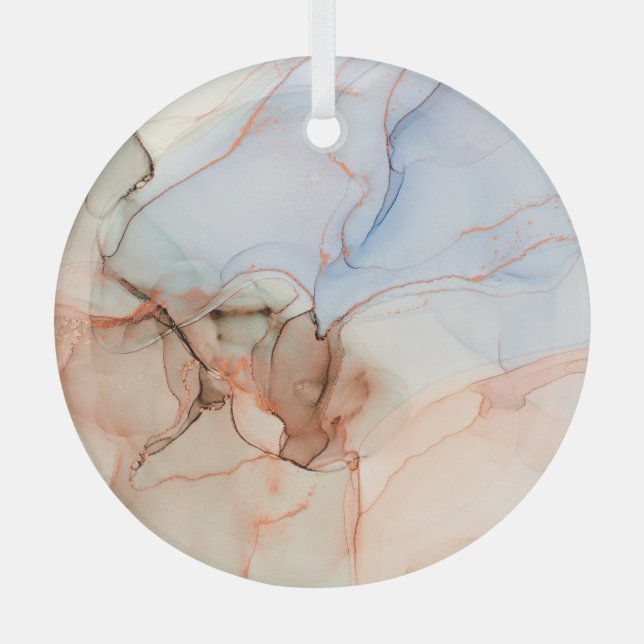 Luxury Abstract: Alcohol Ink Art Glass Ornament (Front)