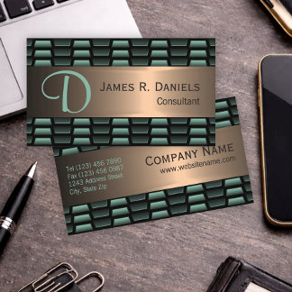 Luxury Abstract Black Green Red Copper Metallic Business Card